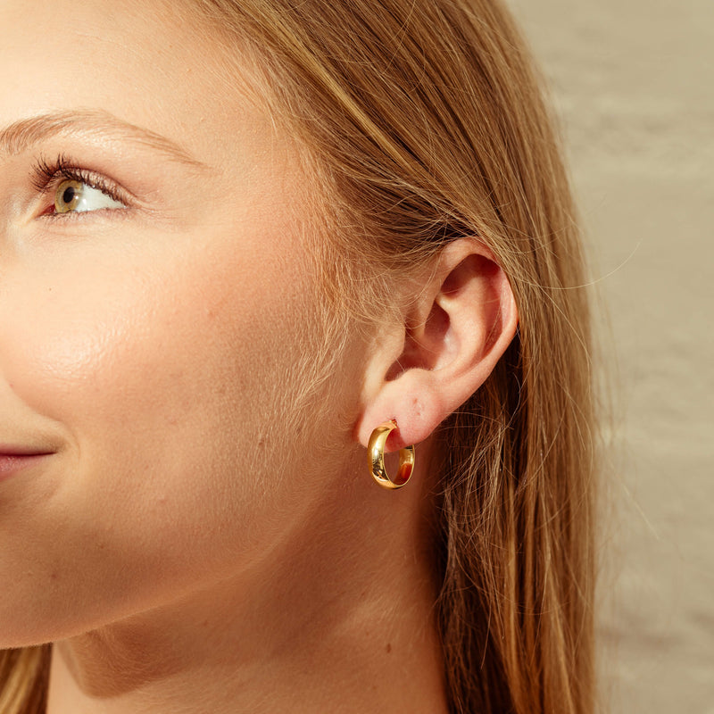 9ct Yellow Gold Curve Hoop Earrings-Earrings-Walker & Hall