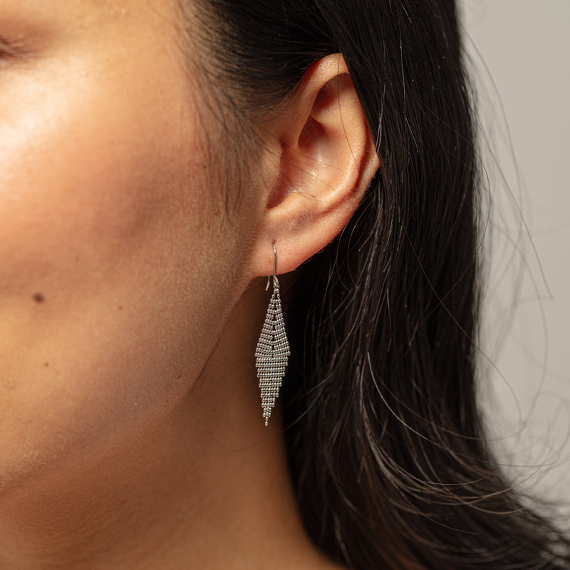 18ct White Gold Martini Tassel Drop Earrings-Earrings-Walker & Hall