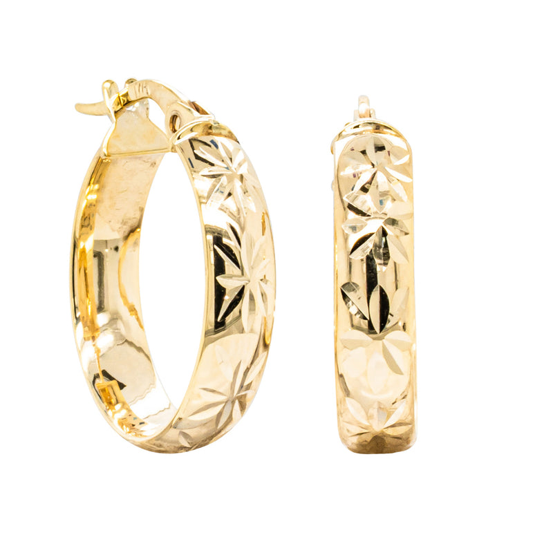 9ct Yellow Gold Reflections Hoop Earrings-Earrings-Walker & Hall
