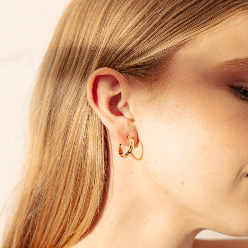 9ct Yellow Gold Reflections Hoop Earrings-Earrings-Walker & Hall