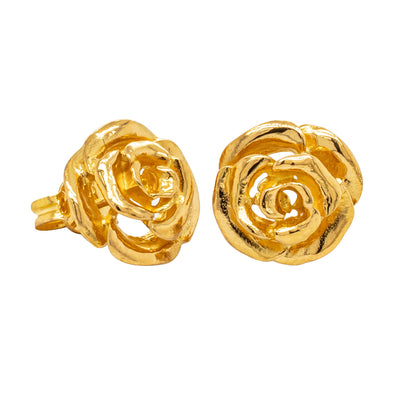 Deja Vu 22ct Yellow Gold Rose Earrings-Earrings-Walker & Hall