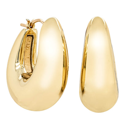 14ct Yellow Gold Hollow Large Oval Hoop Earrings-Earrings-Walker & Hall