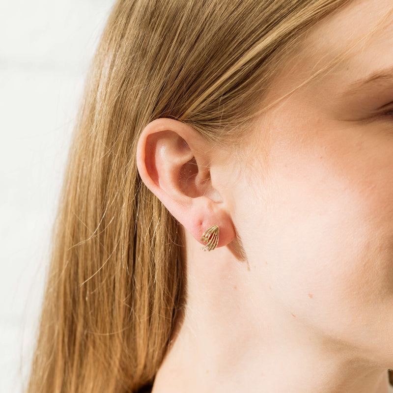 Deja Vu 9ct Yellow Gold Studs-Earrings-Walker & Hall
