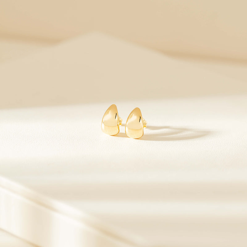 9ct Yellow Gold Crescent Hoop Stud Earrings-Earrings-Walker & Hall