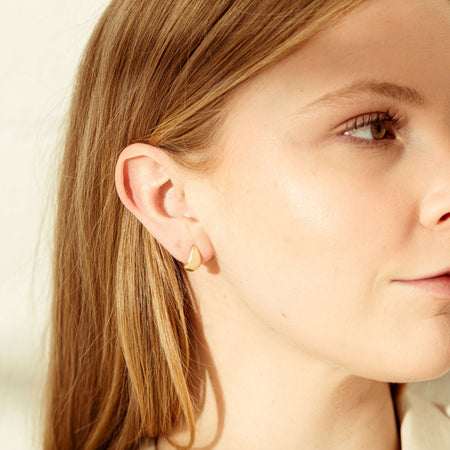 9ct Yellow Gold Crescent Hoop Stud Earrings-Earrings-Walker & Hall