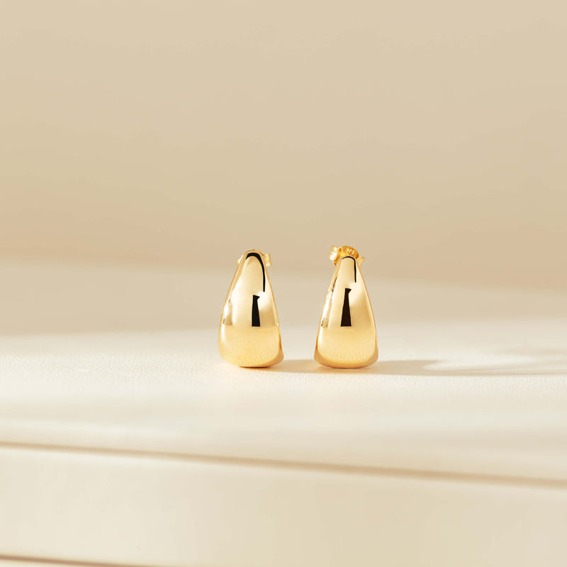 9ct Yellow Gold Large Crescent Hoop Stud Earrings-Earrings-Walker & Hall