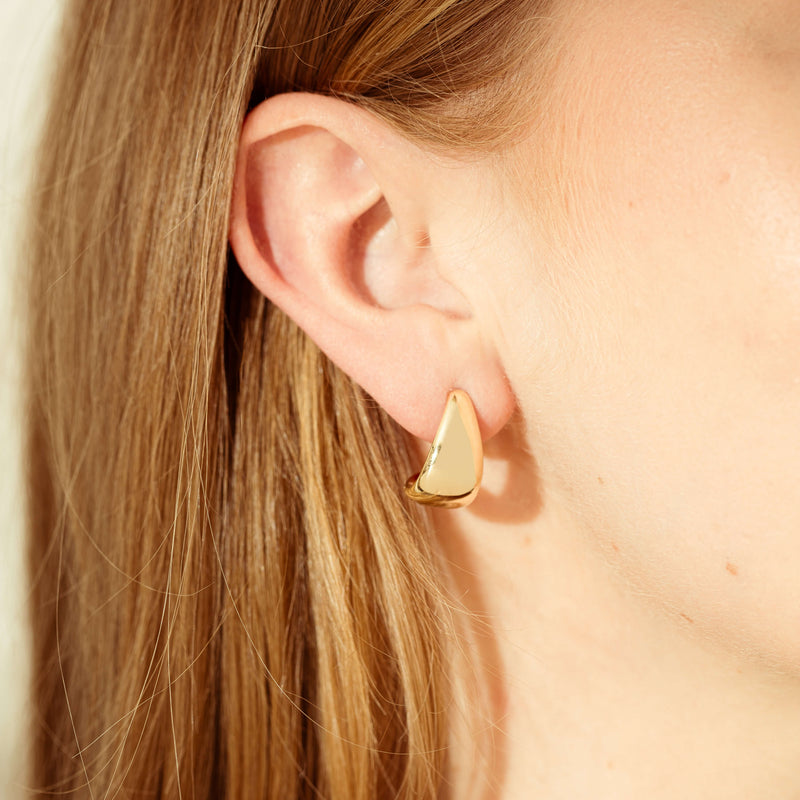 9ct Yellow Gold Large Crescent Hoop Stud Earrings-Earrings-Walker & Hall