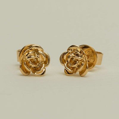 18ct Yellow Gold Rose Stud Earrings - Earrings - Walker & Hall