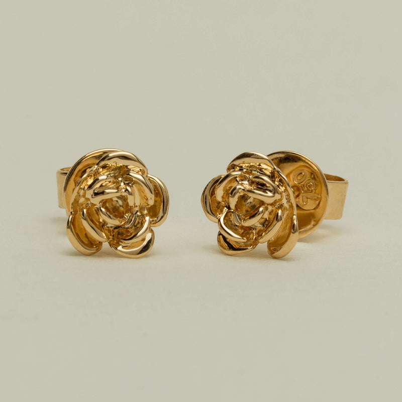 18ct Yellow Gold Rose Stud Earrings - Earrings - Walker & Hall