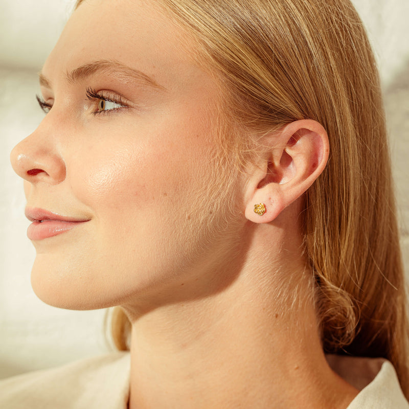 18ct Yellow Gold Rose Stud Earrings-Earrings-Walker & Hall