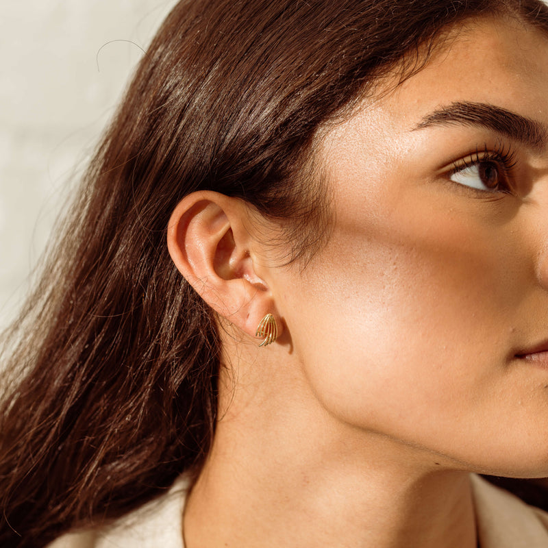 9ct Yellow Gold Splash Stud Earrings-Earrings-Walker & Hall