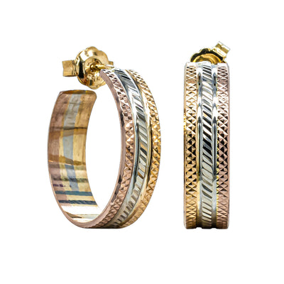 Vintage 18ct Tri-Tone Hoop Earrings - Earrings - Walker & Hall
