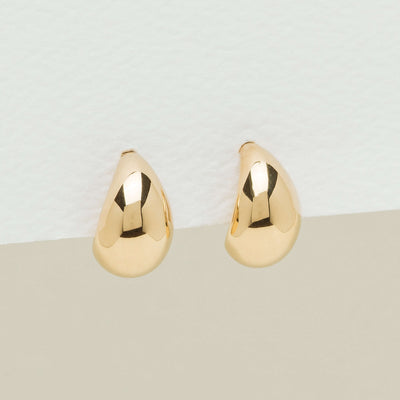 18ct Yellow Gold Crescent Hoop Stud Earrings - Earrings - Walker & Hall