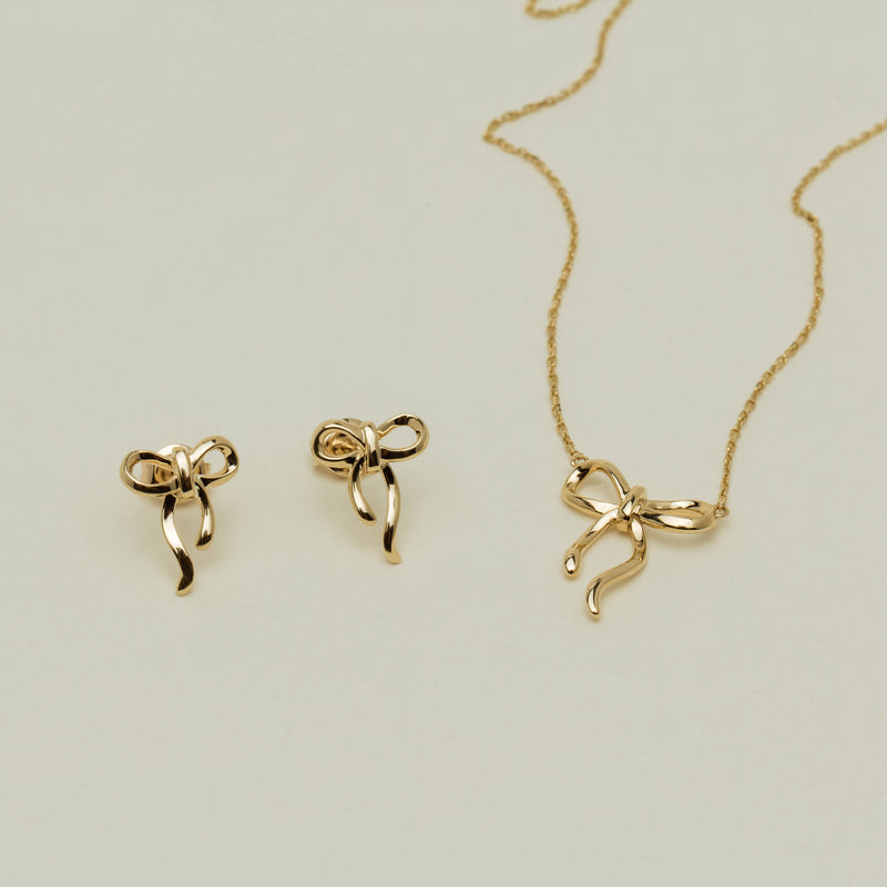 9ct Yellow Gold Infinity Bow Stud Earrings - Earrings - Walker & Hall