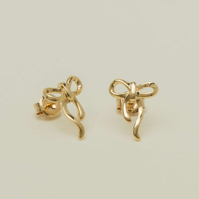 9ct Yellow Gold Infinity Bow Stud Earrings - Earrings - Walker & Hall