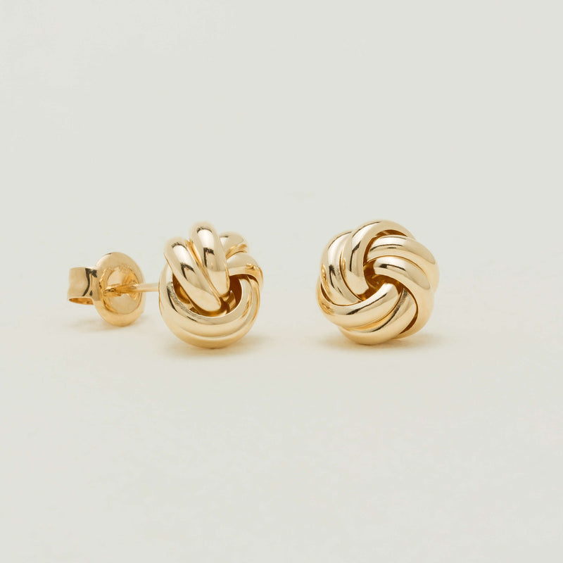 9ct Yellow Gold Double Knot Stud Earrings - Earrings - Walker & Hall