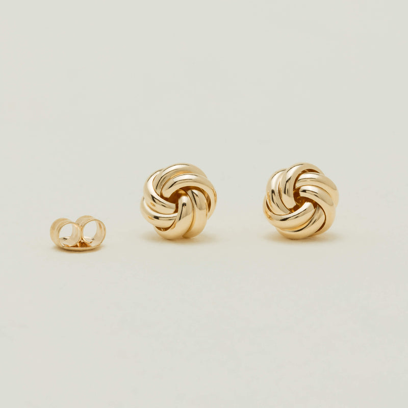9ct Yellow Gold Double Knot Stud Earrings - Earrings - Walker & Hall