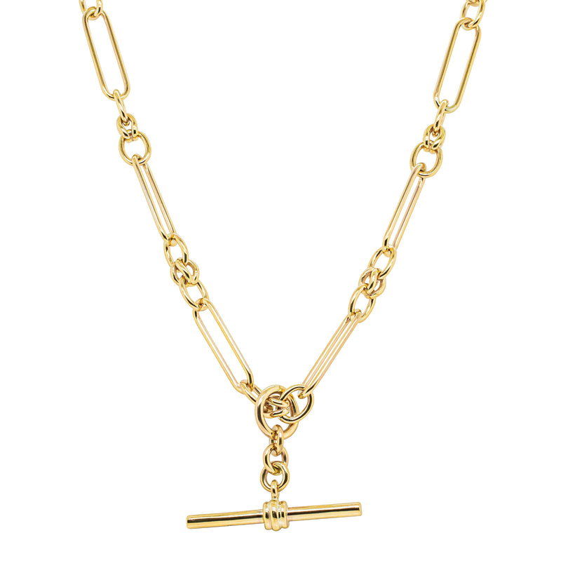 9ct Yellow Gold Paperclip Link Fob Chain-Necklace-Walker & Hall