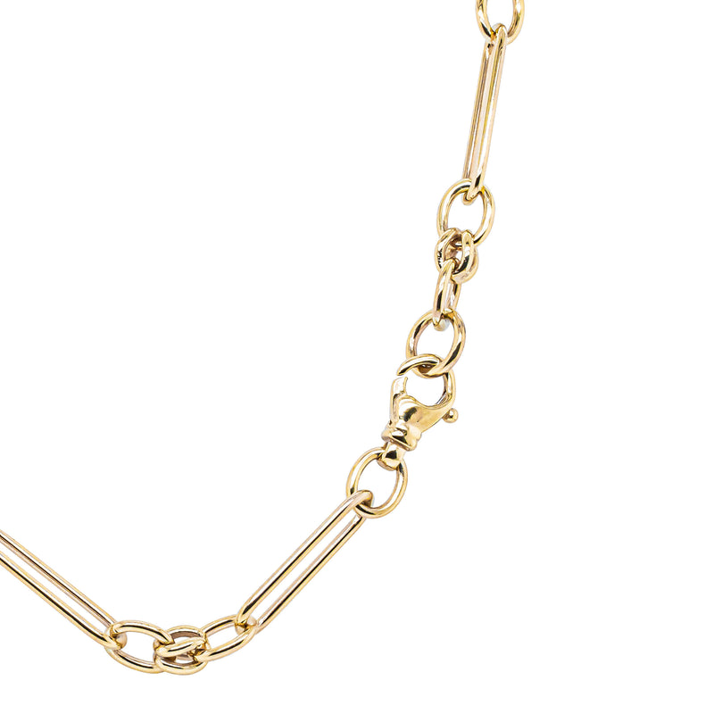 9ct Yellow Gold Paperclip Link Fob Chain-Necklace-Walker & Hall