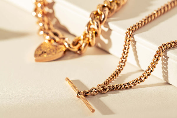 Vintage fob chain and heart padlock bracelet