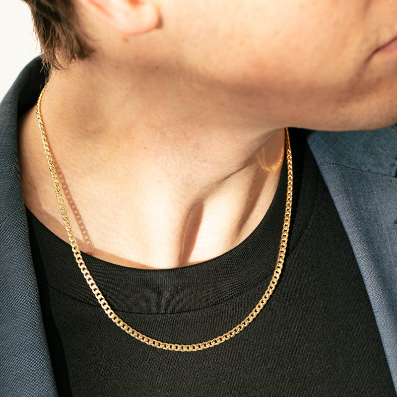 9ct Yellow Gold Hollow Curb Chain-Necklace-Walker & Hall
