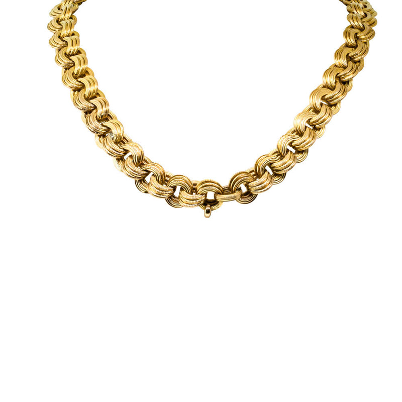 Vintage 14ct Yellow Gold Hollow Link Necklace-Necklace-Walker & Hall