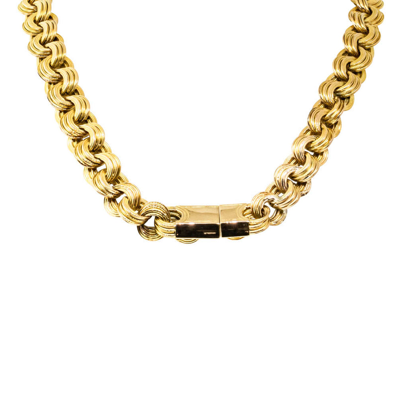 Vintage 14ct Yellow Gold Hollow Link Necklace-Necklace-Walker & Hall