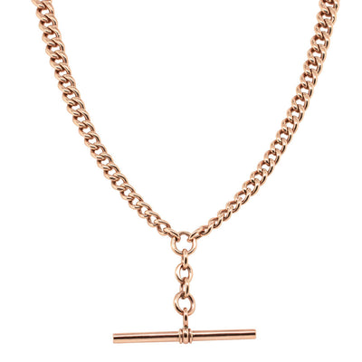 Vintage 9ct Rose Gold Curb Fob Chain-Necklace-Walker & Hall