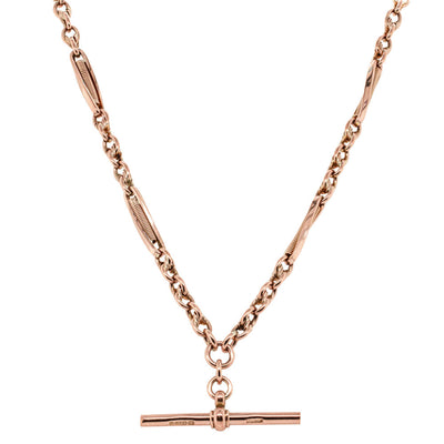 Vintage 9ct Rose Gold Albert Fob Chain-Necklace-Walker & Hall