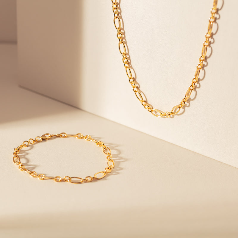 9ct Yellow Gold Figaro Bracelet-Bracelet-Walker & Hall