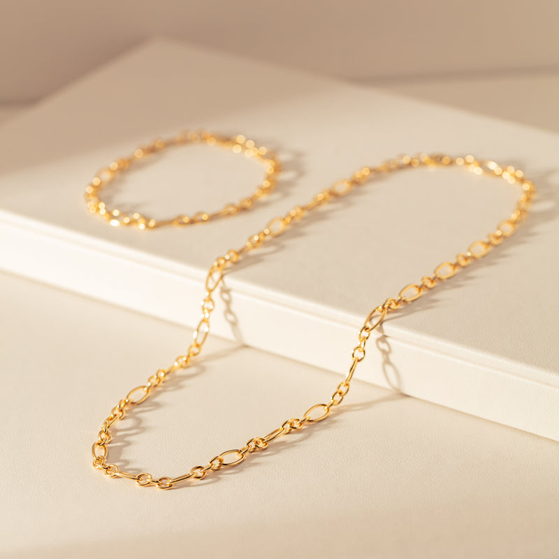 9ct Yellow Gold Figaro Bracelet-Bracelet-Walker & Hall