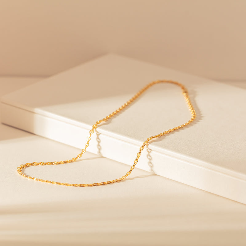 9ct Yellow Gold Fancy Round Link Chain-Necklace-Walker & Hall