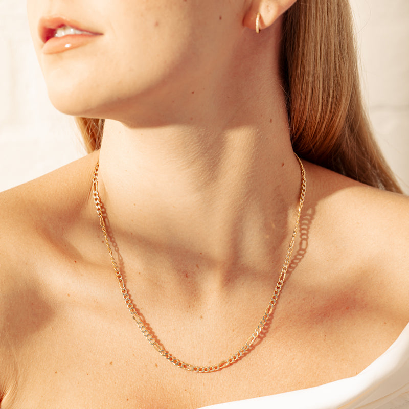 9ct Yellow Gold Figaro Chain-Necklace-Walker & Hall