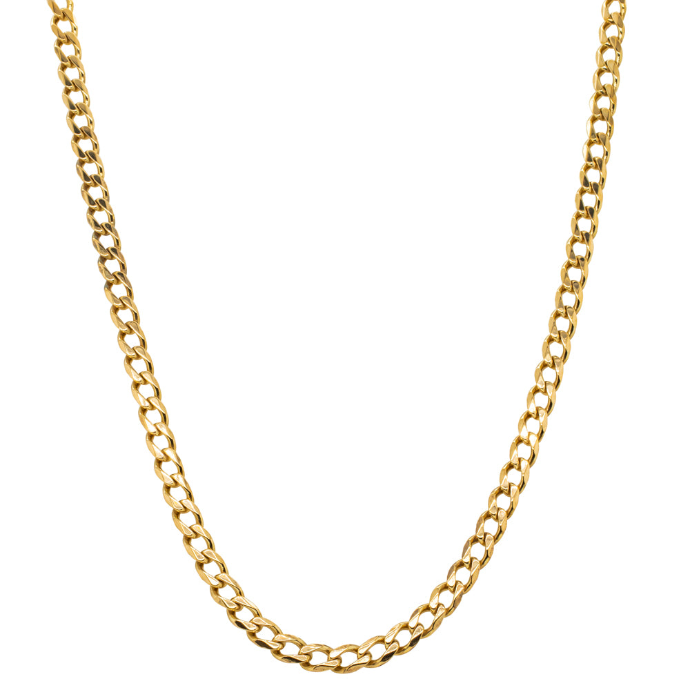 Deja Vu 9ct Yellow Gold Bevelled Curb Chain-Necklace-Walker & Hall