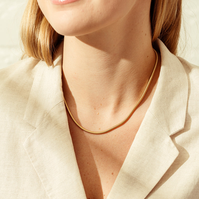 Deja Vu Pandora 14ct Yellow Gold Snake Chain-Necklace-Walker & Hall