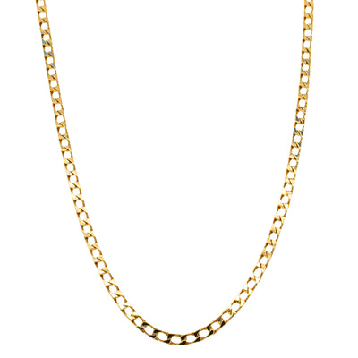 Deja Vu 9ct Yellow Gold Flat Curb Link Necklace-Necklace-Walker & Hall