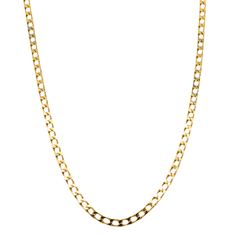 Deja Vu 9ct Yellow Gold Flat Curb Link Necklace-Necklace-Walker & Hall