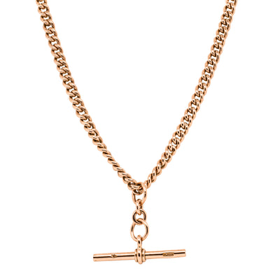 Vintage 9ct Rose Gold Curb Link Fob Chain-Necklace-Walker & Hall