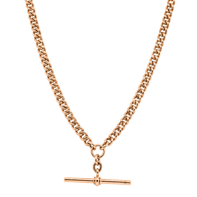 Vintage 9ct Rose Gold Curb Link Fob Chain-Necklace-Walker & Hall