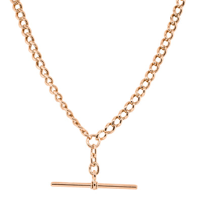 Vintage 9ct Rose Gold Curb Link Fob Chain-Necklace-Walker & Hall