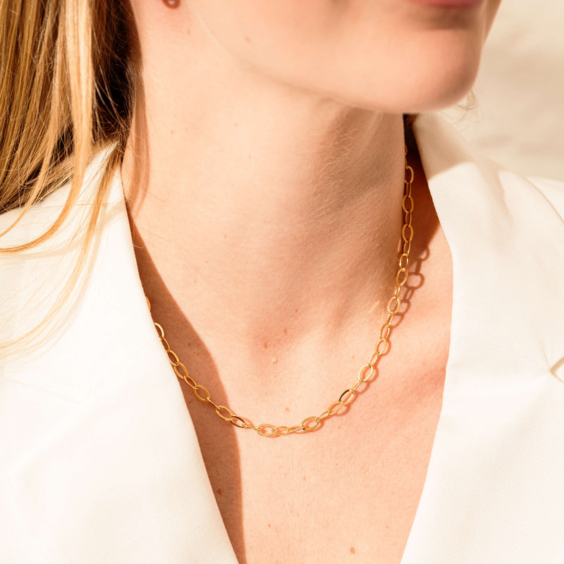 9ct Yellow Gold Oval Link Chain-Necklace-Walker & Hall