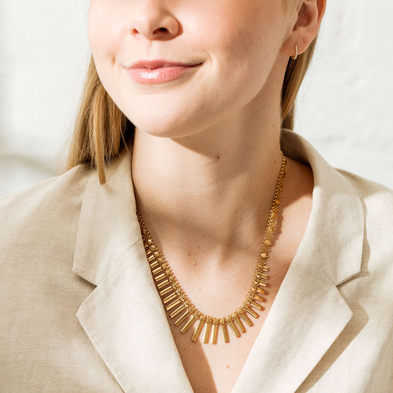 Vintage 18ct Yellow Gold Fringe Necklace-Necklace-Walker & Hall