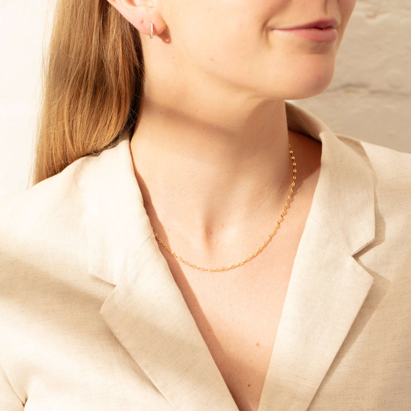 9ct Yellow Gold Faceted Oval Link Chain-Necklace-Walker & Hall