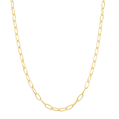 9ct Yellow Gold Textured Oval Link Chain-Necklace-Walker & Hall