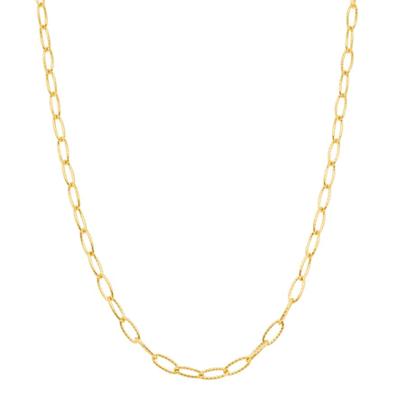 9ct Yellow Gold Textured Oval Link Chain-Necklace-Walker & Hall