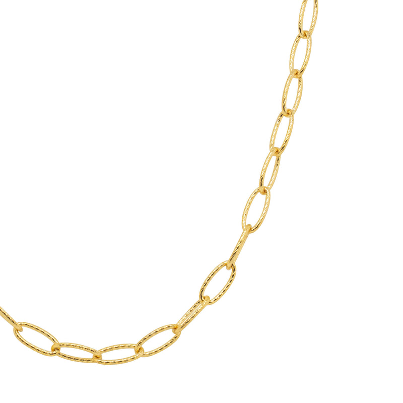 9ct Yellow Gold Textured Oval Link Chain-Necklace-Walker & Hall