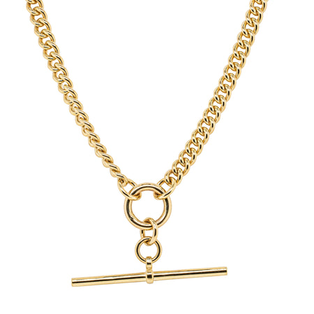 9ct Yellow Gold Curb Link Fob Chain-Necklace-Walker & Hall