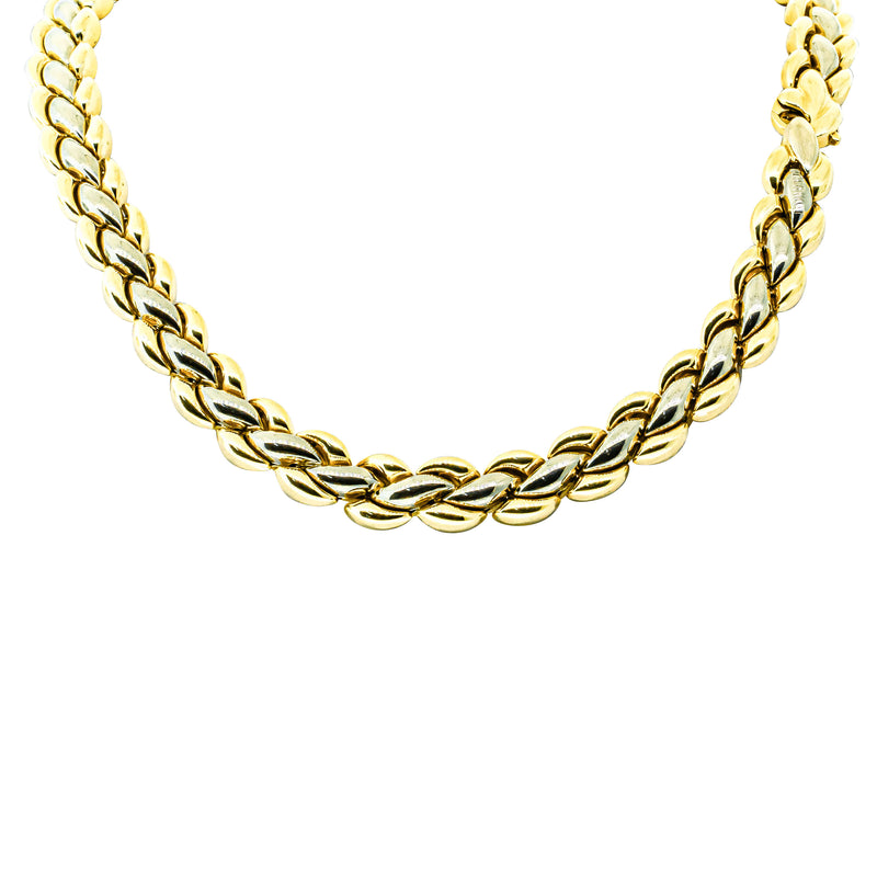Deja Vu 18ct Yellow Gold Hollow Plaited Link Necklace-Necklace-Walker & Hall