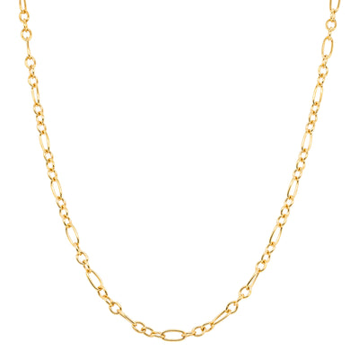 9ct Yellow Gold Oval Figaro Chain-Necklace-Walker & Hall
