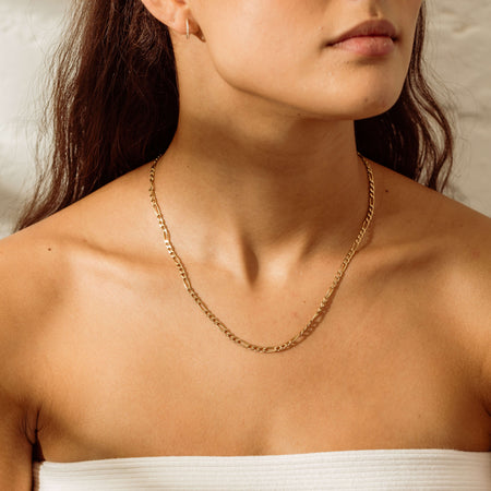 Deja Vu 9ct Yellow Gold Figaro Link Necklace-Necklace-Walker & Hall